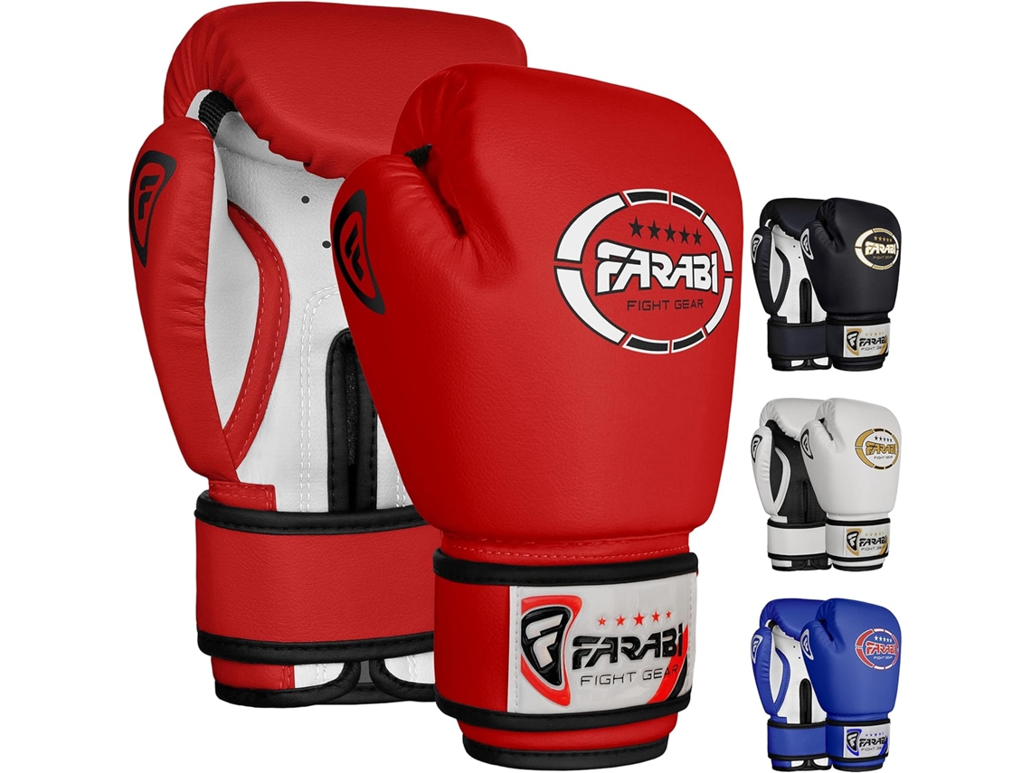 Guantes De Boxeo Para Niños - Rojo - Farabi Sports, Guantes Júnior Para Muay Thai, Kickboxing, Sparring Y Entrenamiento Con Saco – 8 Oz