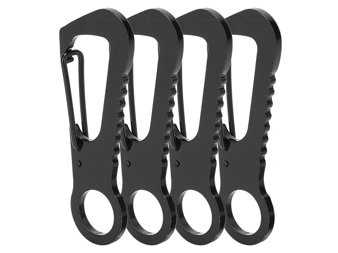 4 Mosquetones De Acero Inoxidable Para Abrir Botellas, Ideales Para Escalada Y Actividades Al Aire Libre, Con Llavero En Forma De D, Color Negro.