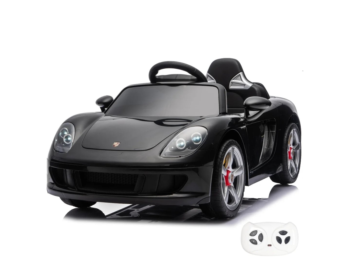 Vehículo Eléctrico Infantil Porsche Carrera Gt - 1 A 5 Años - Full Option - Coche Infantil De 12v Con Mando A Distancia - Vehículo A Batería Con Licencia Oficial, Asiento De Cuero, Amortiguadores &amp; Bluetooth -  Negro