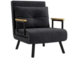 Sillón Reclinable De Diseño Escandinavo, Sillón De Salón, Sillón De Lectura. Incluye Cojín Con Capitoné, Color Negro.