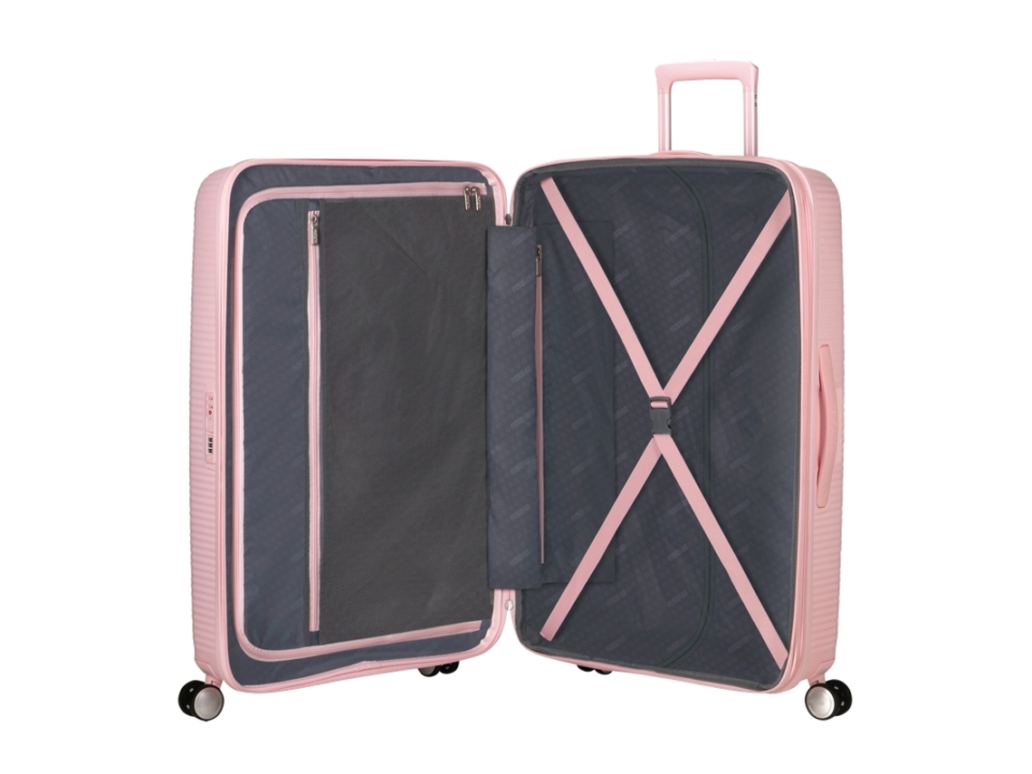 Maleta de viaje grande de 77 cm, 4 ruedas, caja de resonancia, rosa pastel, American Tourister