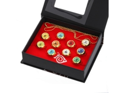 Conjunto De 10 Anillos De Anime Con Collar, Caja Metálica Resistente Para Fans Del Cosplay, Estilo Japonés.