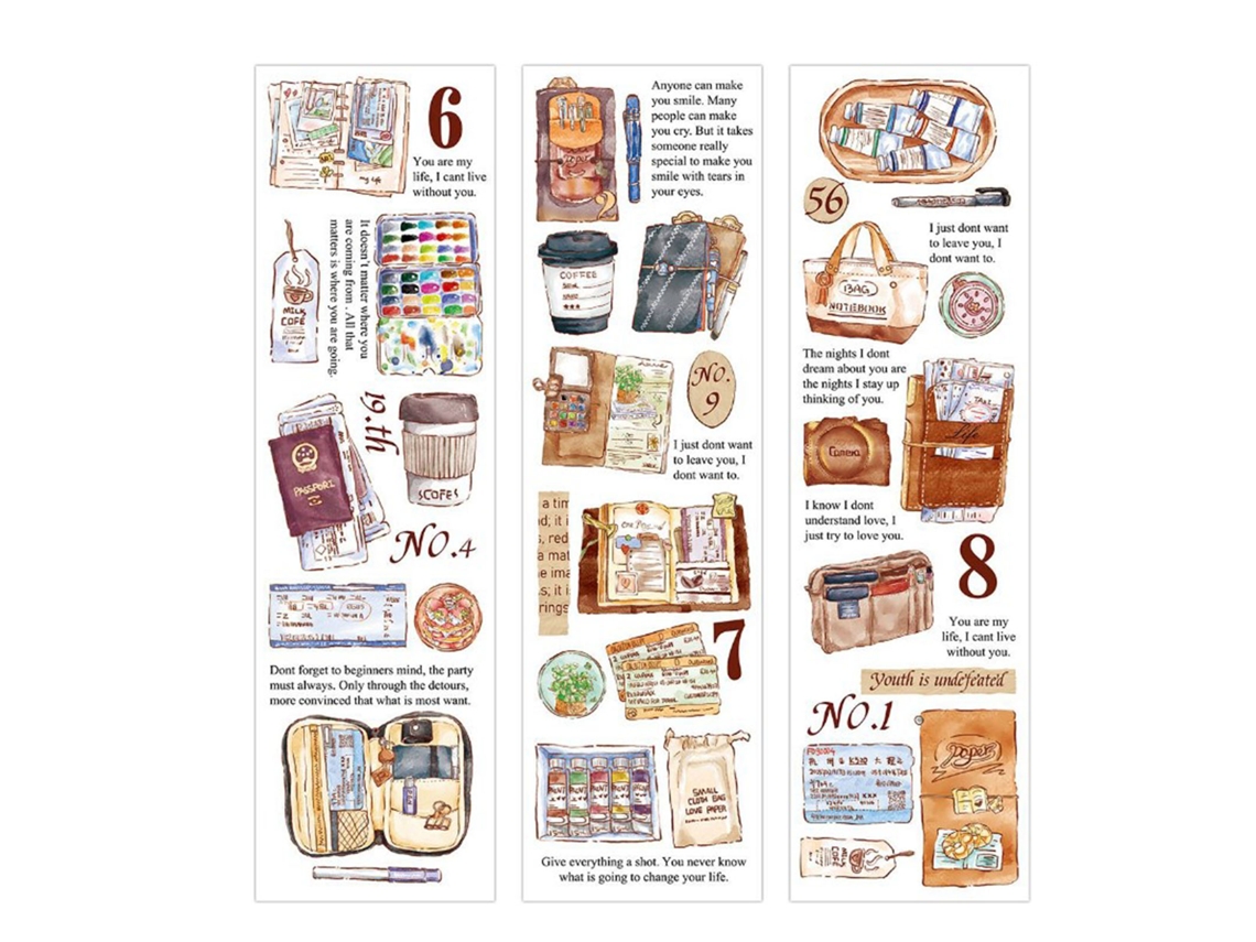 6 Hojas De Pegatinas Decorativas Retro Con Tema De Viaje Adhesión Fuerte Para Manuales Y Diy