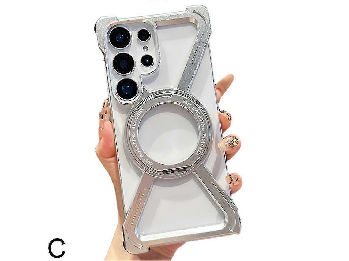 Silver2026 For Samsung S25u Metal Bezel-less Skeleton Half Wrap Phone Case