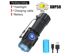 Mini linterna P50 superbrillante con clip de bolsillo e imán trasero, batería 16340, recargable por USB para emergencias. Aeuzwr
