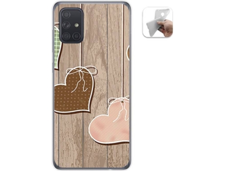 Carcasa Samsung Galaxy A71 TUMUNDOSMARTPHONE Corazones Madera Multicolor