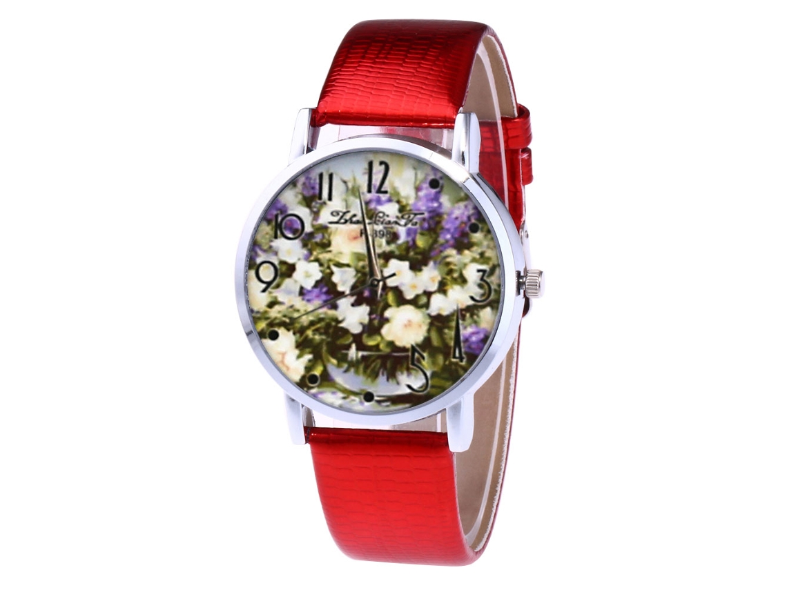 Reloj Analógico De Cuarzo Zhoulianfa Para Hombre Mujer Con Correa De Cuero Pu Rojo