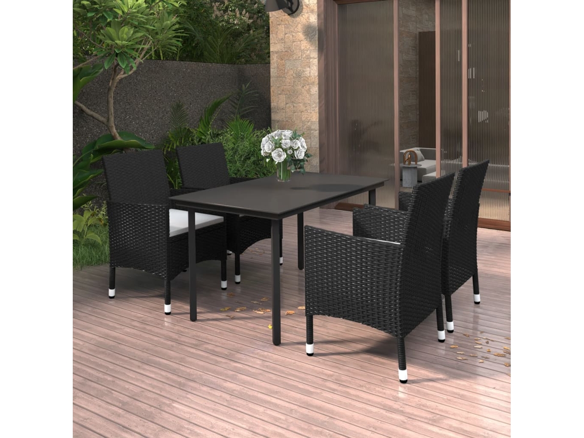 Juego de comedor de jardín de 5 piezas con base de mimbre y cojines de cristal de DKD Home Decor