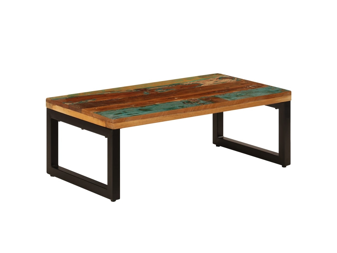 Mesa de Centro Apoyo 100X50X35 cm Madera Recuperada Maciza y Acero