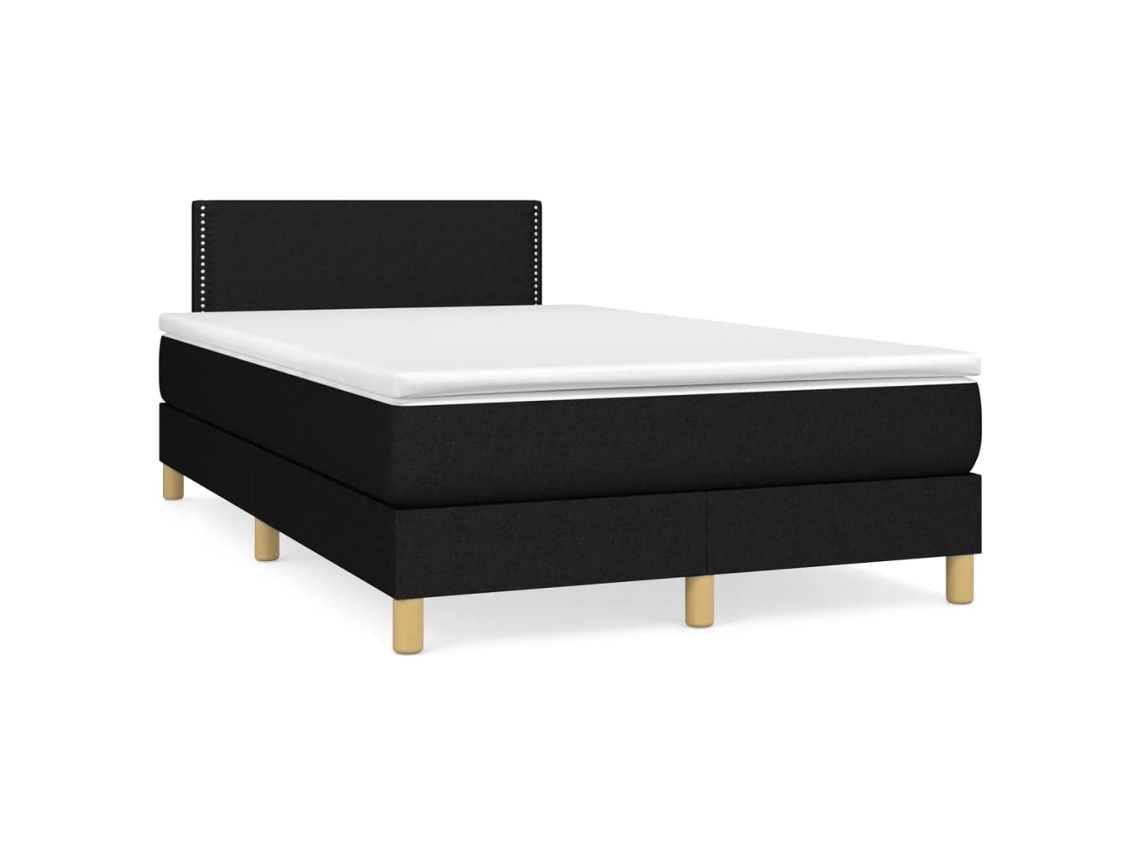 Cama Box Spring Con Colchón Tela Negro 120x190 Cm