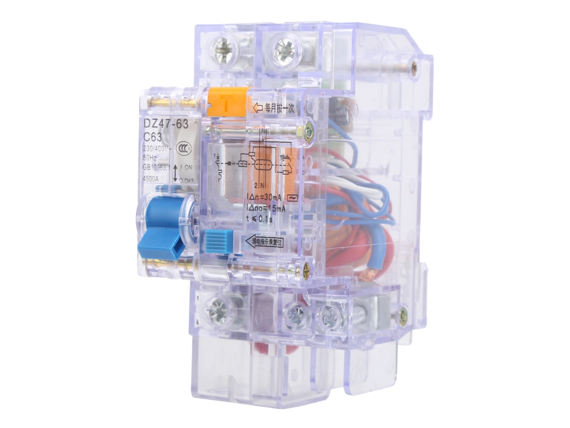 2026dz - Disyuntor miniatura con protección contra fugas, transparente, Dz47le63 C63 1p+n 6~63a ~400v