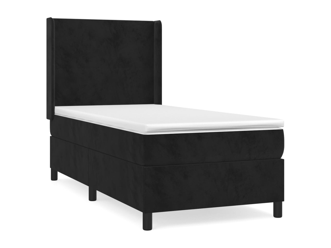 Maison Exclusive - Cama Box Spring Con Colchón Terciopelo Negro 90x200 Cm