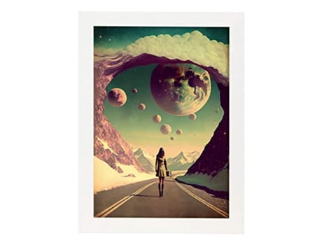 NACNIC Poster Universo En Estilo Surrealismo Cinematográfico Ilustraciones Y Grabados De Historieta Abstracta Y Artística A4 Marcos Blancos