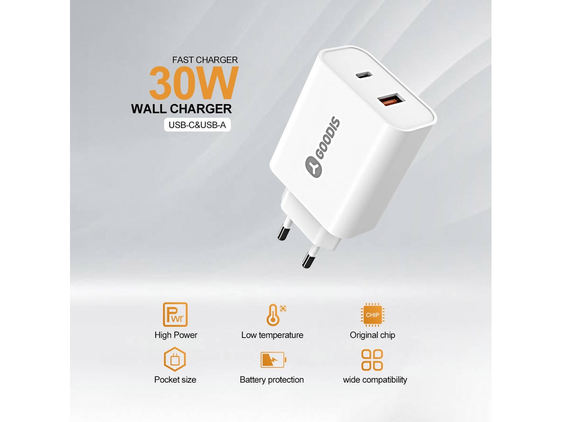 Cargador de pared GOODIS GDCP8534WH (30W)