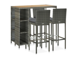 Conjunto de bar de jardín DKD Home Decor de 10 piezas con cojines, mimbre gris