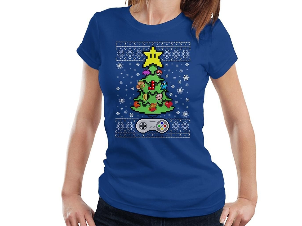 Camiseta Retro Jogos Console Árvore de Natal Feminina GOKOCO
