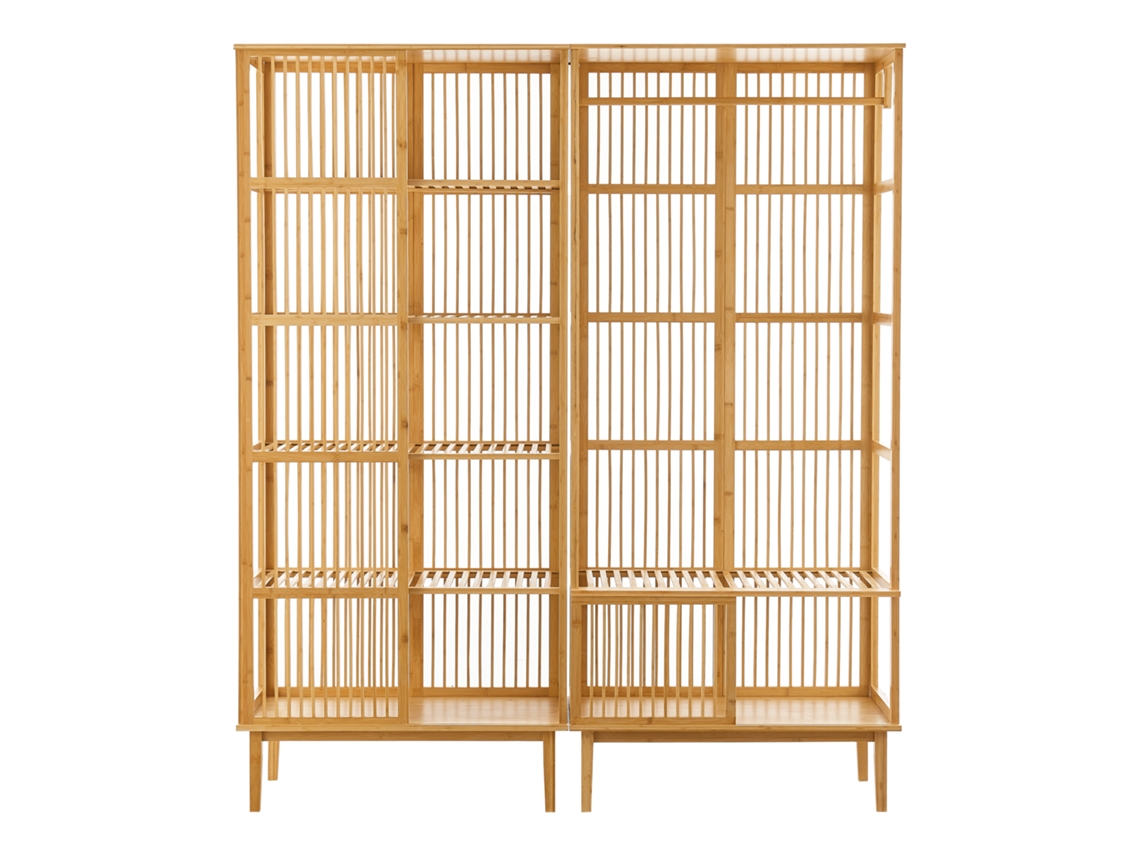 Perchero burro Vemb y Estantería Trundholm bambú 185 x 160 x 45 cm Color natural [EN.CASA]