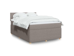 Cama Box Spring Con Colchón Tela Gris Taupe 160x200 Cm