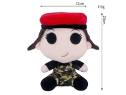 Peluche De Demogorgon Stranger Things En Pose Sentada Con Sombrero Rojo Y Traje Camuflaje.