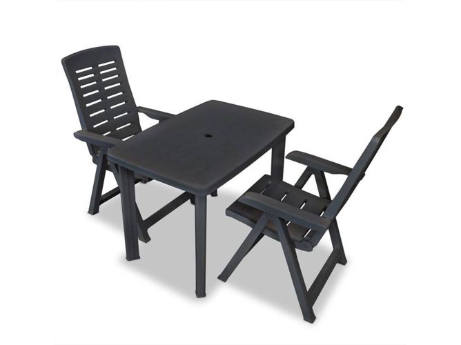 Conjunto 3 Muebles De Jardin VIDAXL Antracita Plástico (101x68x72 cm)