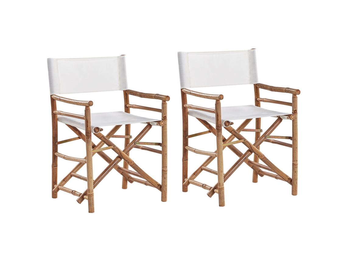 Conjunto De 2 Cadeiras De Jardim Beliani Molise De Bambu Castanho 58x45x86