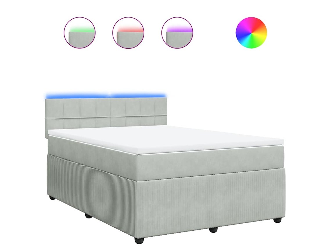 Maison Exclusive - Cama Box Spring Con Colchón Terciopelo Gris Claro 140x200 Cm