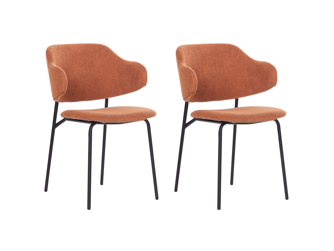 Conjunto de 2 cadeiras de refeição sem braços BELIANI Kenai de Poliéster Laranja 46x58x82