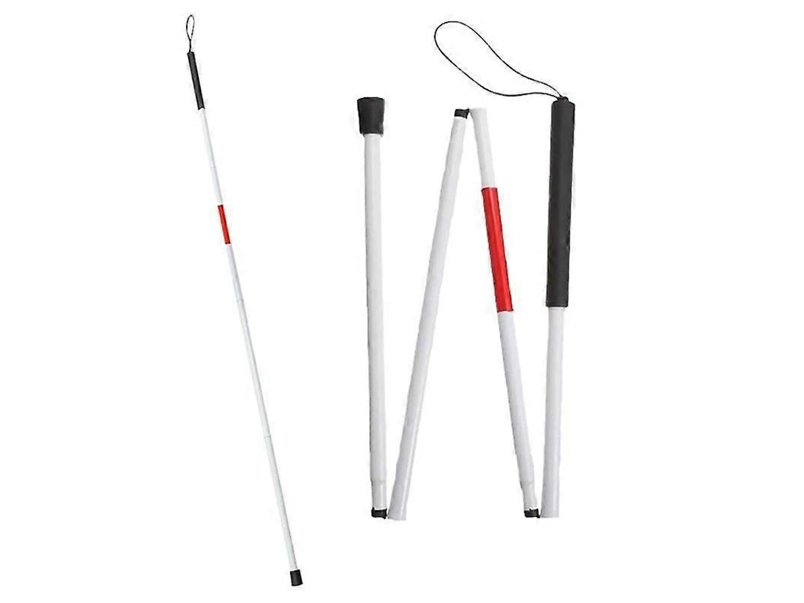 Bastón plegable Lebanghui de 4 pliegues, reflectante rojo, para personas con discapacidad visual y ciegas, 125 cm