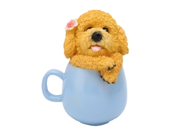 Adorno De Perro En Una Taza, Resina Sintética, Decoración De Jardín, Hogar, Patio, Amarillo