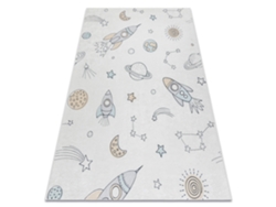 Alfombra Lavable Bambino 1278 Cohete Espacial Para Niños Antideslizante - Crema (140 x 190 cm)