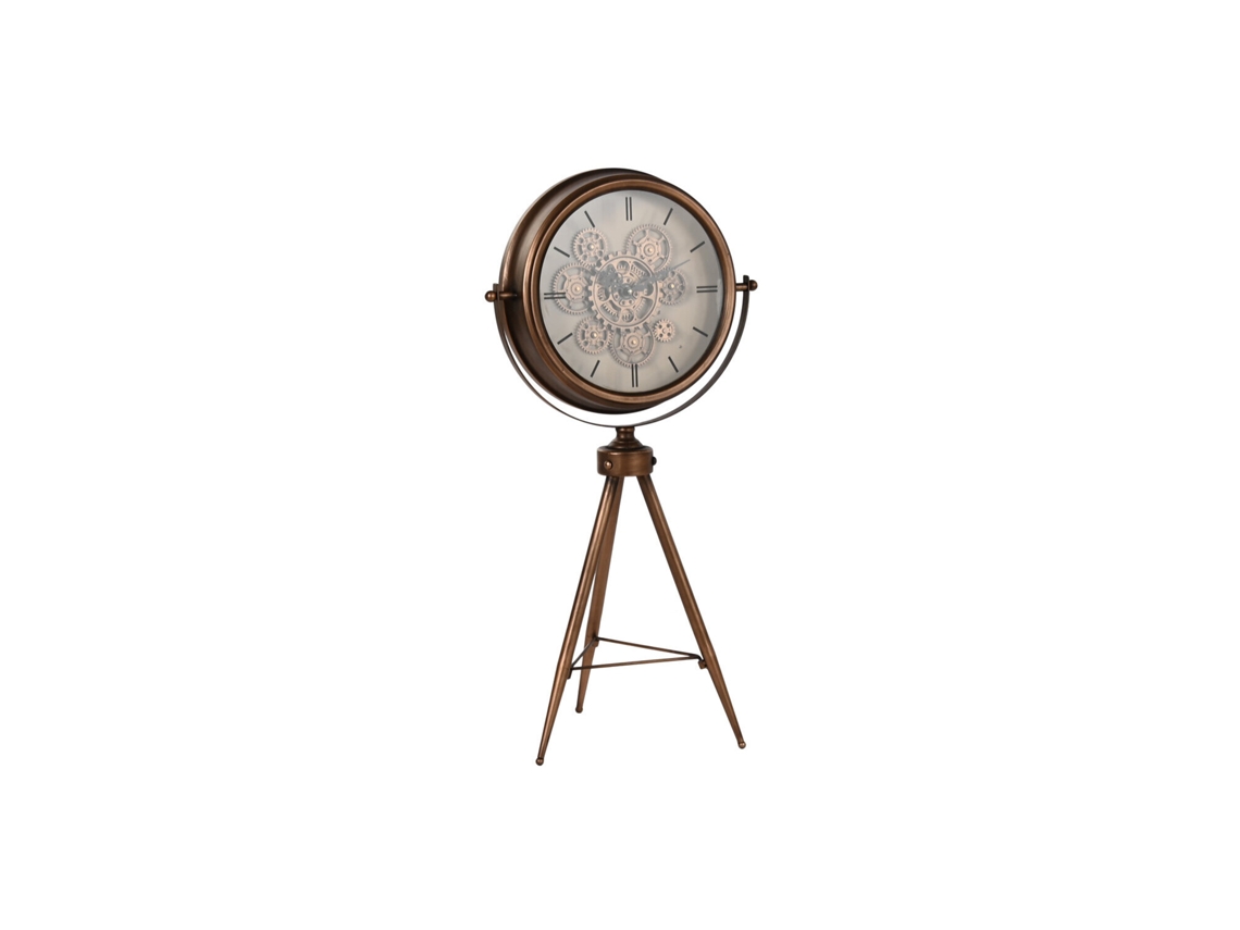 Reloj Pie Metal Cristal Movimiento Dorado 43x30x85cm