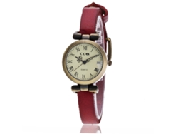 Relógio De Quartzo Feminino Com Pulseira De Couro Pu E Nota Musical Oca Zhoulianfa (vermelho)