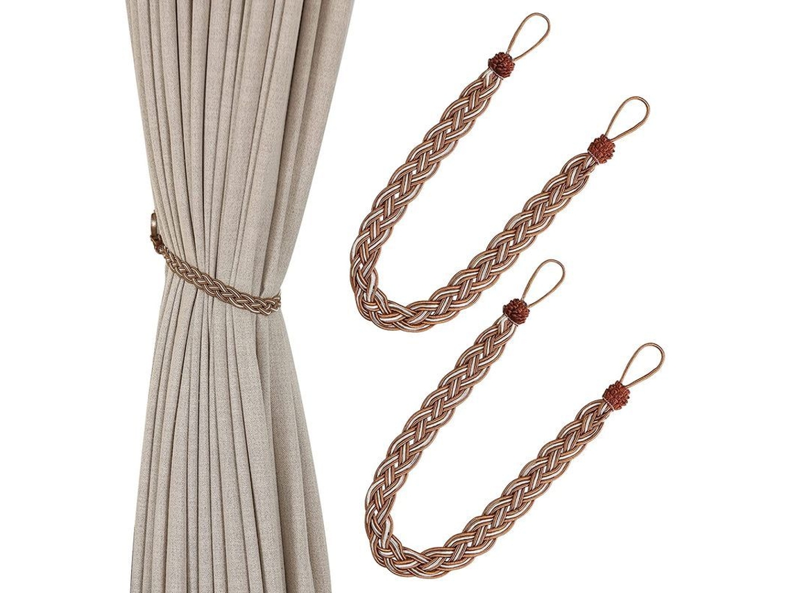Sujetacortinas De Punto Manuales Sencillos Con Accesorios De Cordón (marrón)