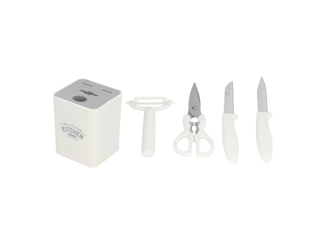 Juego de 5 cuchillos de cocina de acero inoxidable con base para cocina, barbacoa, patio y picnic.