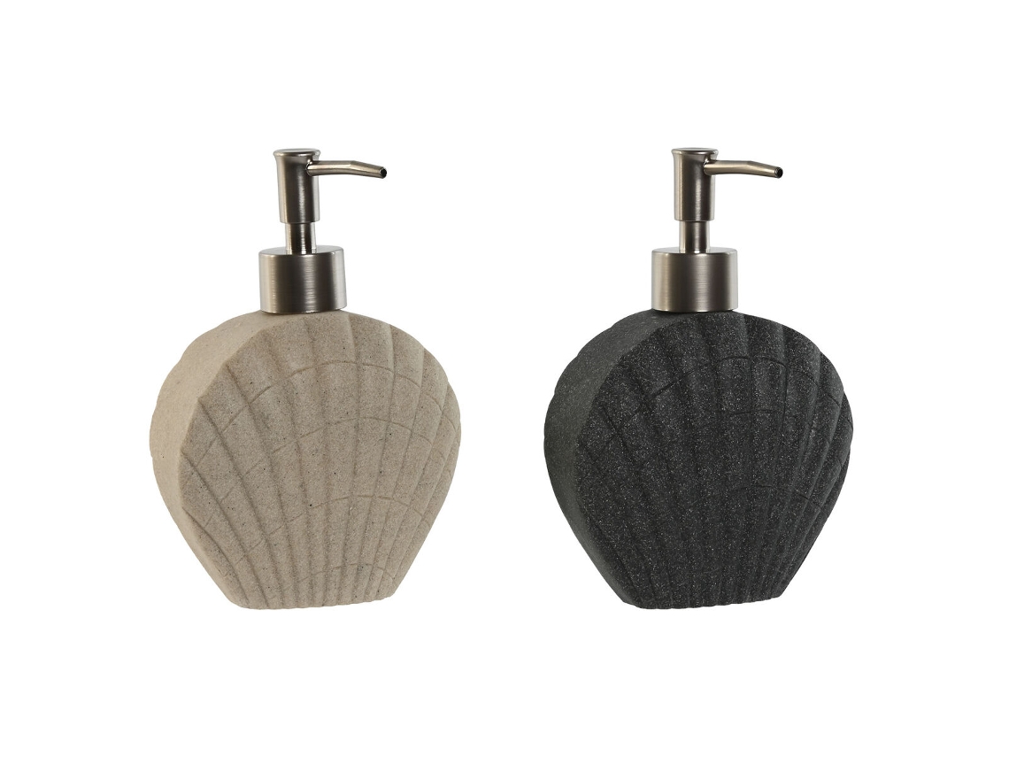 Dispensador de Jabón HOME ESPRIT Gris Crema Resina Polietileno 12 X 6 X 16,5 cm (2 Unidades)
