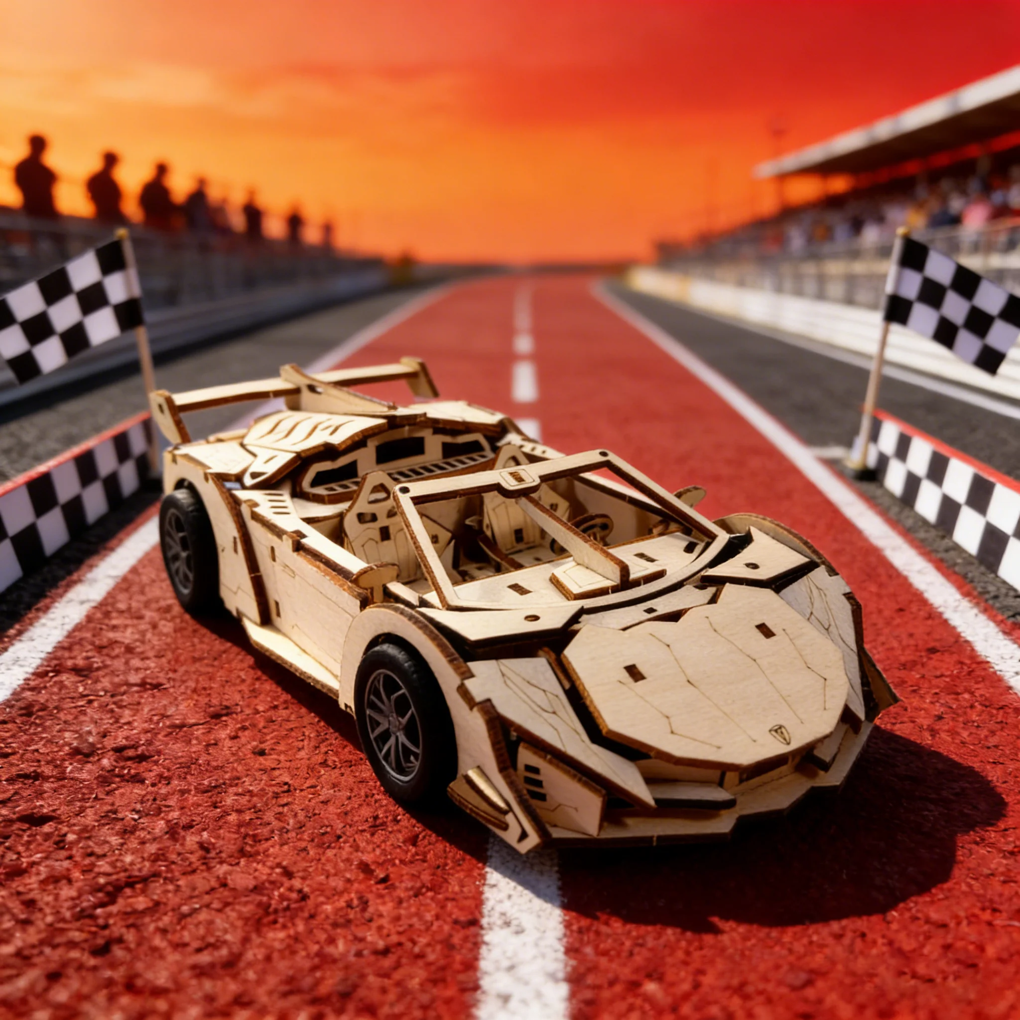 Un Coche Deportivo Descapotable De Madera Para Armar Uno Mismo, Un Rompecabezas 3d Creativo.