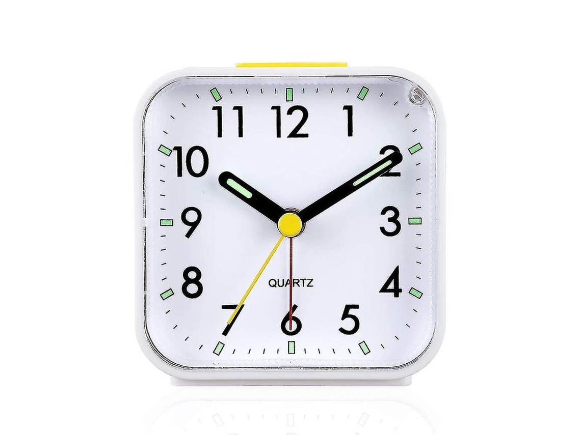 Despertador Silencioso Sin Tictac Con Luz Nocturna Para Cama, Funciona Con Pilas, Blanco (blanco)