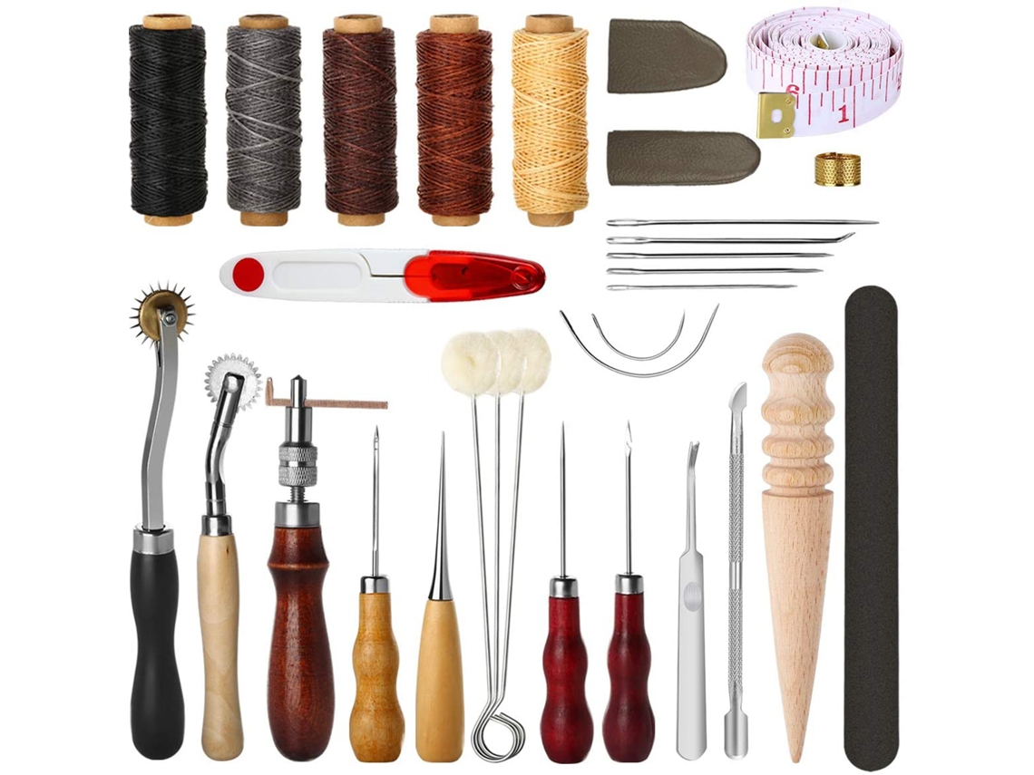 Kit De Costura De Cuero Diy De 31 Piezas Con Herramientas De Costura A Mano Y Ranuradora