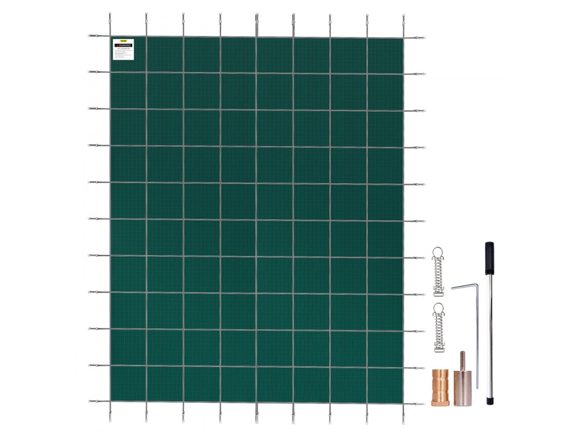 Cubierta de Piscina Rectangular 6,1x11,6m con Malla Densa y Kit de Fijación Tekmaquinas