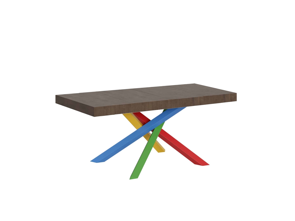 Mesa Extensible 140/400x90 cm Volantis Premium Nogal Patas Multicolor 4/b Itamoby
