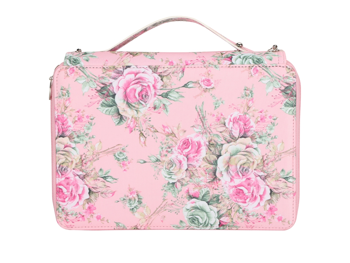 Estuche De Lápices Con Imagen De Rosa 252 Espacios Multicapa Cremallera Portátil Rosa