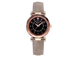 Reloj De Mujer Lvpai Con Correa De Piel Sintética Y Piedras Preciosas, Elegante Diseño Gris.