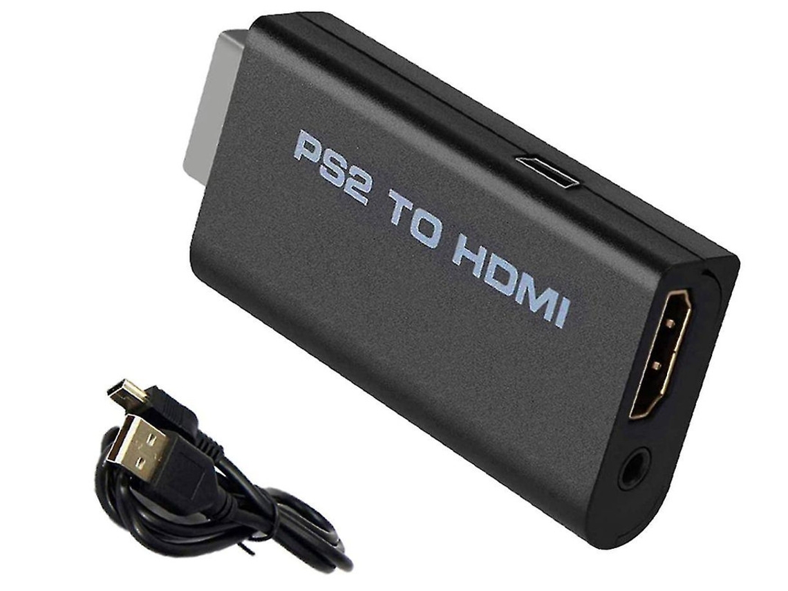 Convertidor de PS2 a HDMI, compatible con 480i, 576i y 480p, AV a HDMI, audio de 3,5 mm, para televisores y monitores HD (negro) Yizhood