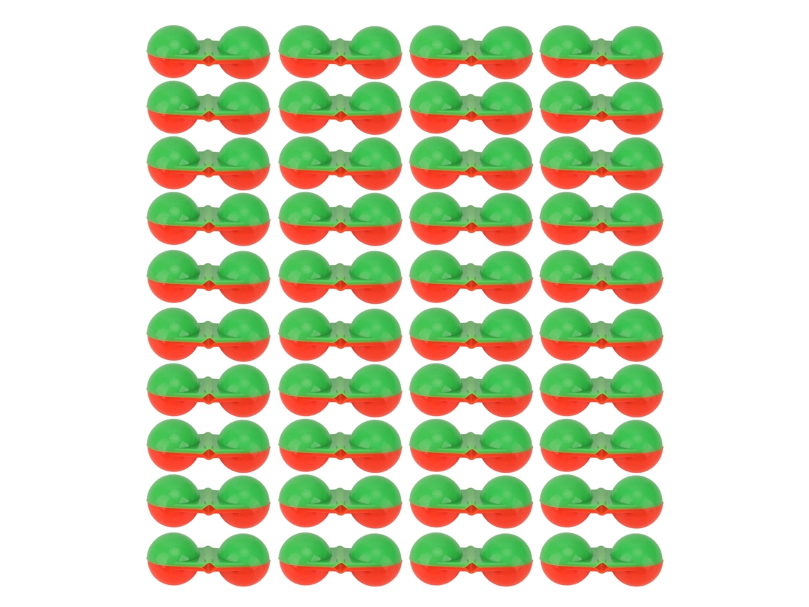 40 Señuelos De Pesca Double Cascavel De Plástico Con Alarmas De Picada Y Perlas Rojas Y Verdes.
