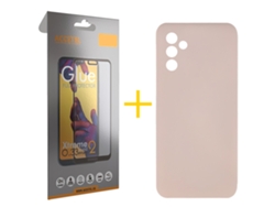 Pack 1 X Película de Vidrio Templado Full + Funda ACCETEL para Samsung Galaxy A35 5G Silicona Líquida Rosa