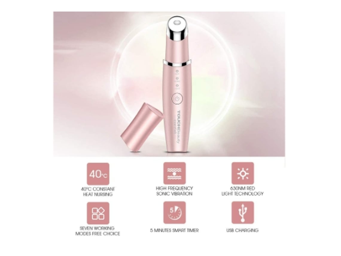 Masajeador facial de ojos Masajeador facial con 42 masajeador sónico recargable calentado para arrugas antienvejecimiento blanco YEMAESRE