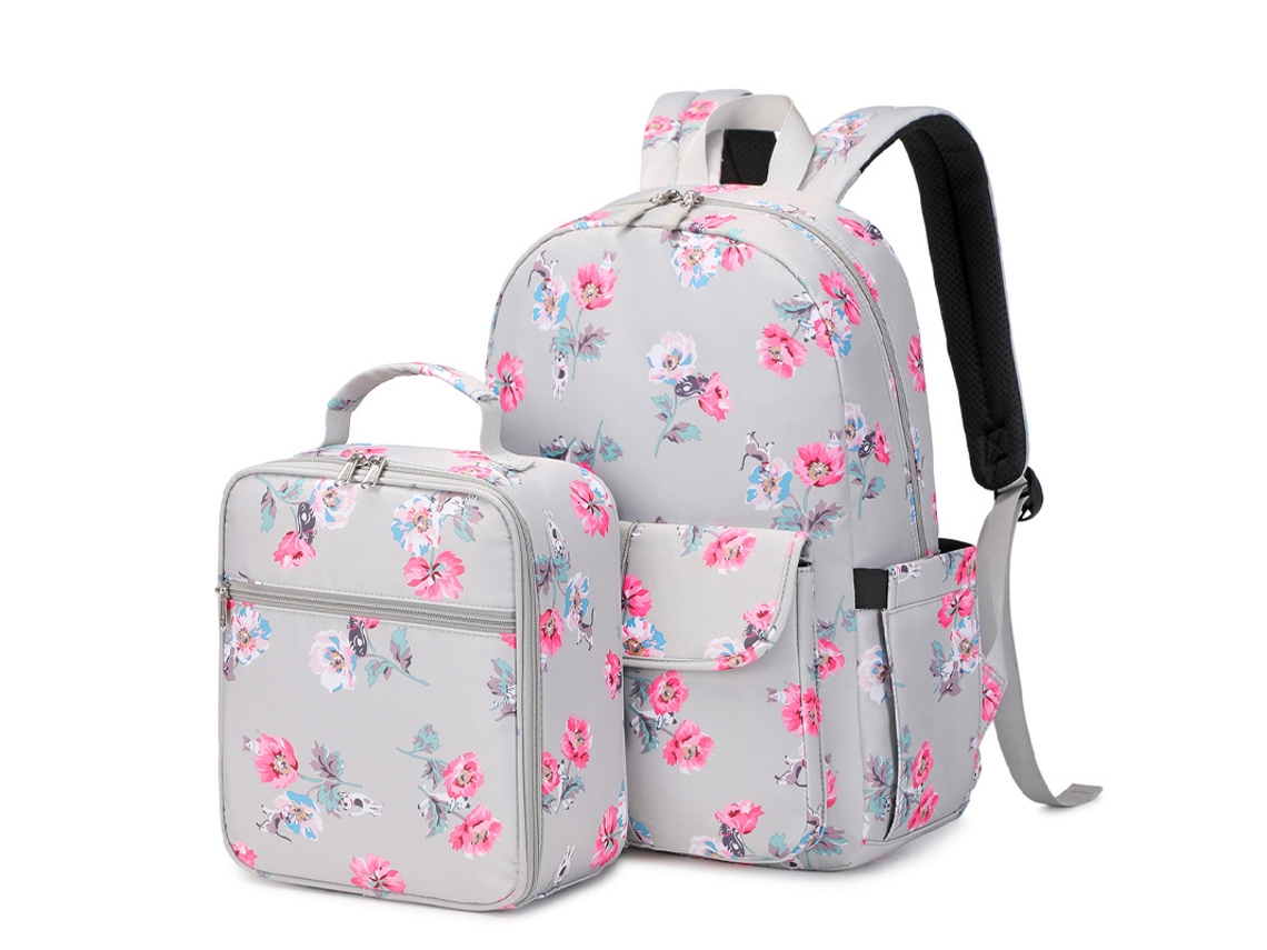 Mochila Wind, Mochila Escolar para Estudiantes, Conjunto de Dos Piezas, Estampada, Impermeable, Gris