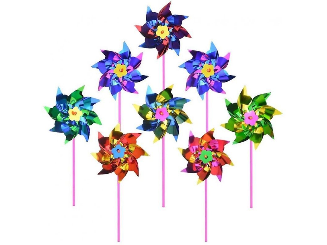 2026-100 Cataventos de Plástico Arco-Íris, Brinquedos DIY para Crianças, 16cm, para Jardim e Festas