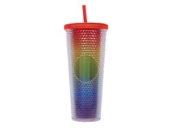 Vaso de plástico de 710 ml con tapa y pajita, vaso de agua transparente con degradado láser reutilizable JEIIBRZUI