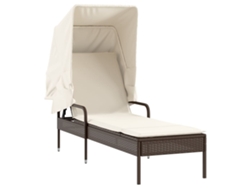 Sillón con dosel de mimbre, patas marrones, MAISON EXCLUSIVE